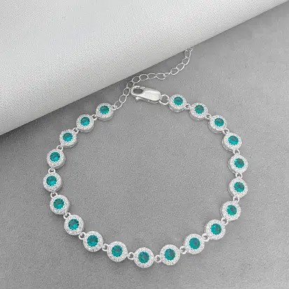 PULSEIRA RIVIERA REDONDO ZIRCÔNIA TURQUESA